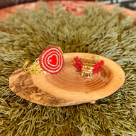 Red Heart Bracelet and Mini Hairclip