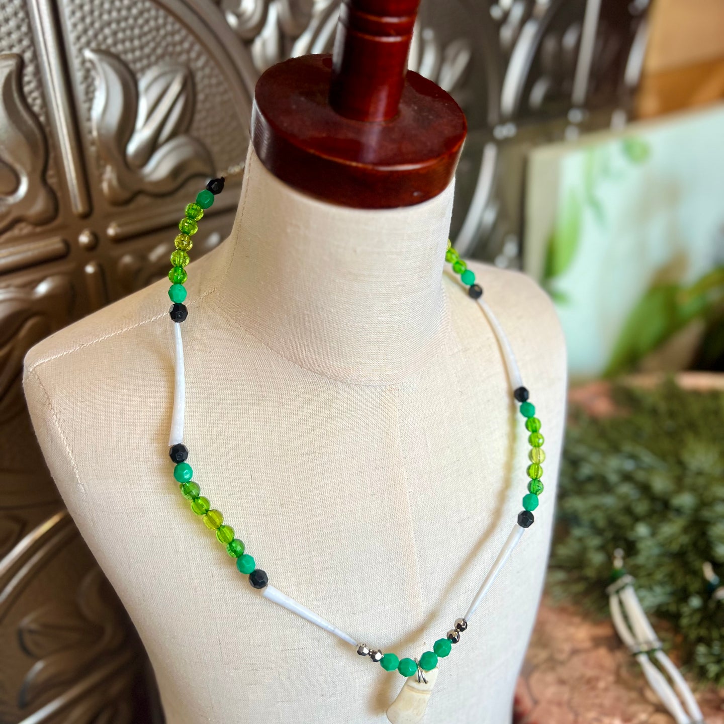 Necklace and Earrings Set - Green
