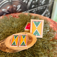Painted Earrings with Box - Red/Green/Yellow