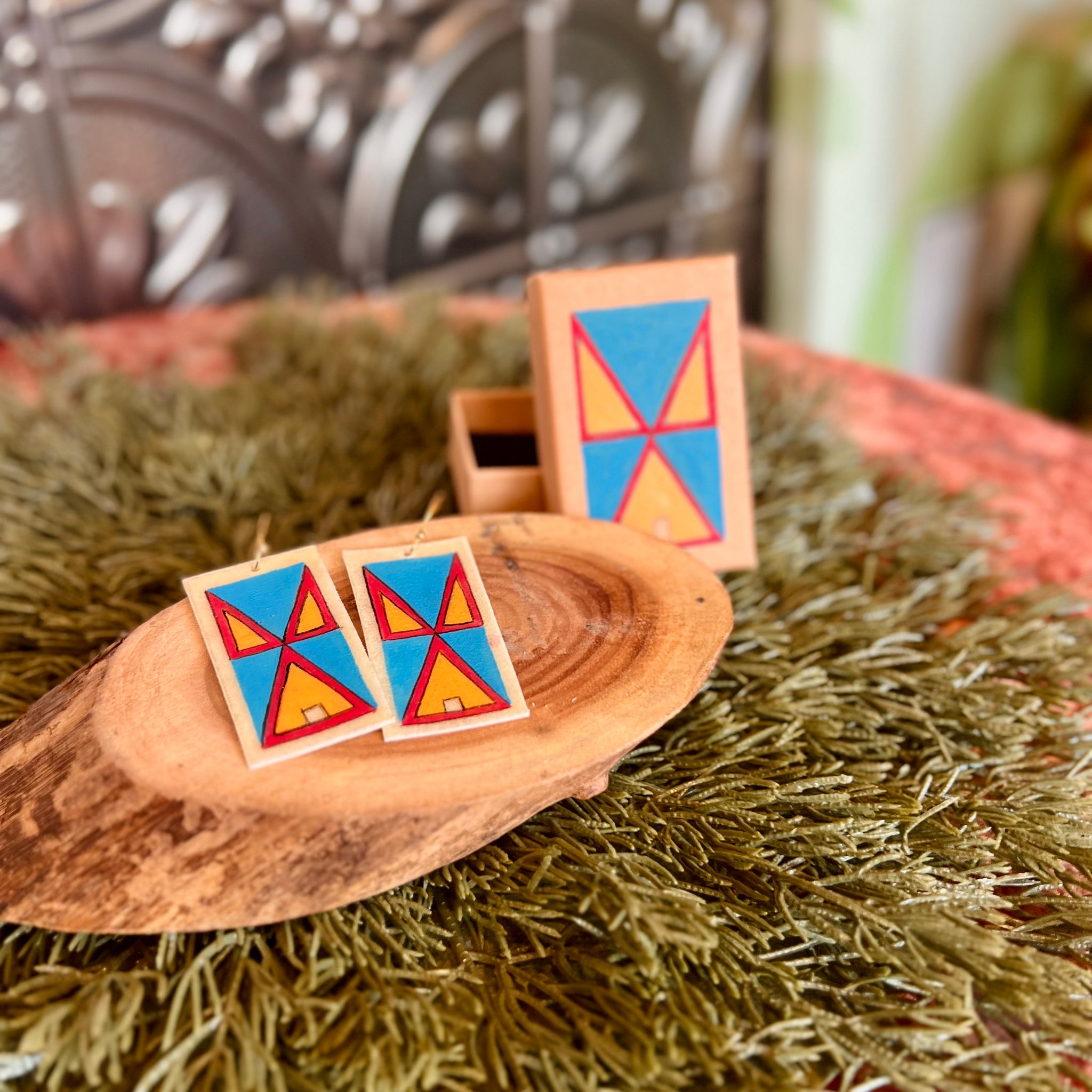 Painted Earrings with Box - Triangles