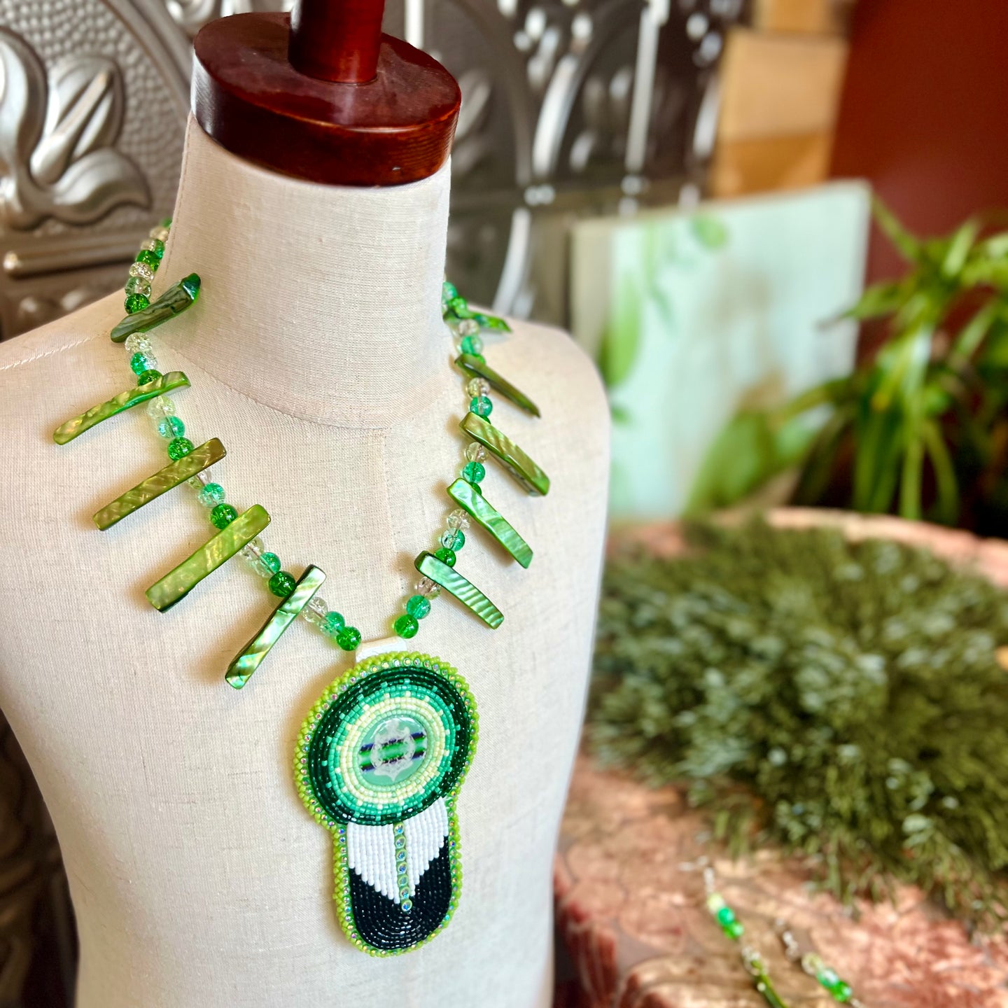 Necklace and Earring Set - Green
