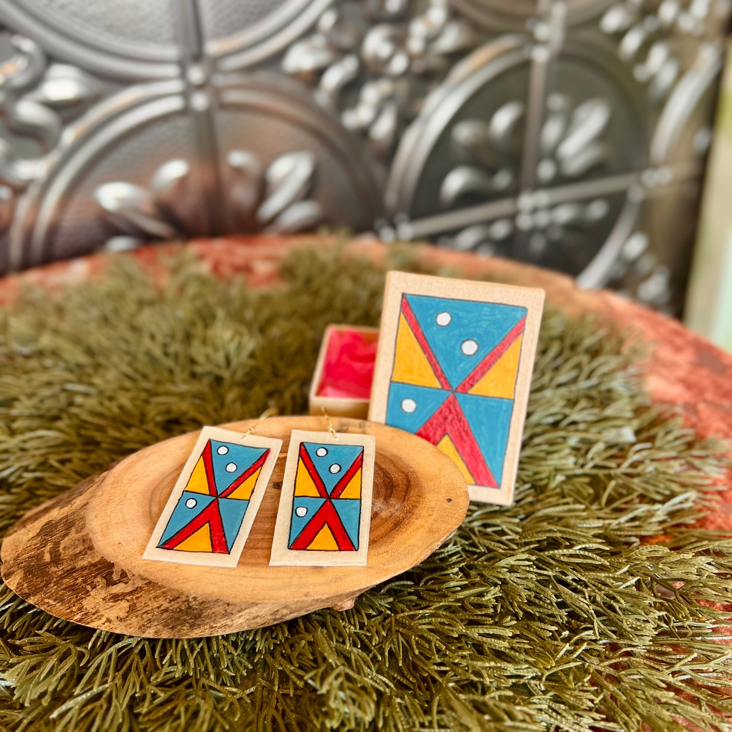 Painted Earrings with Box - Dots