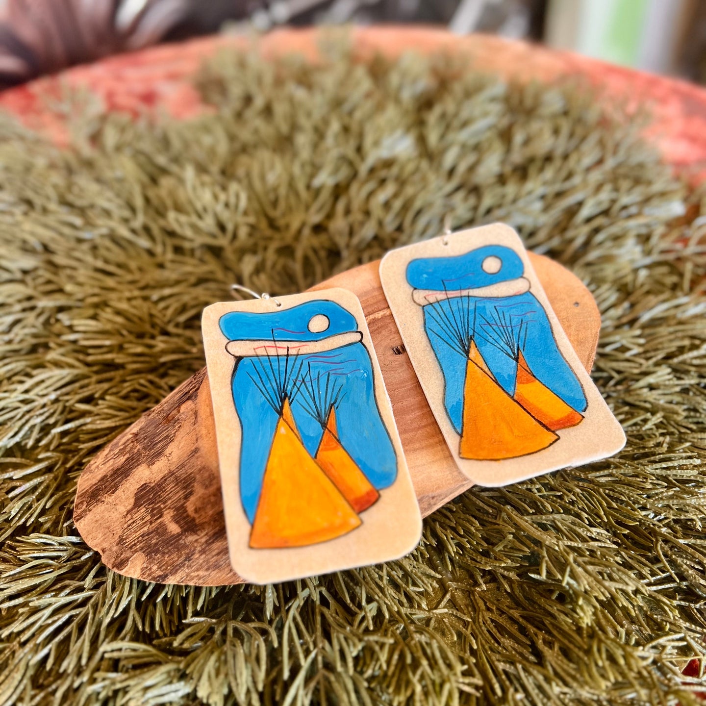 Large Painted Earrings - Tipis