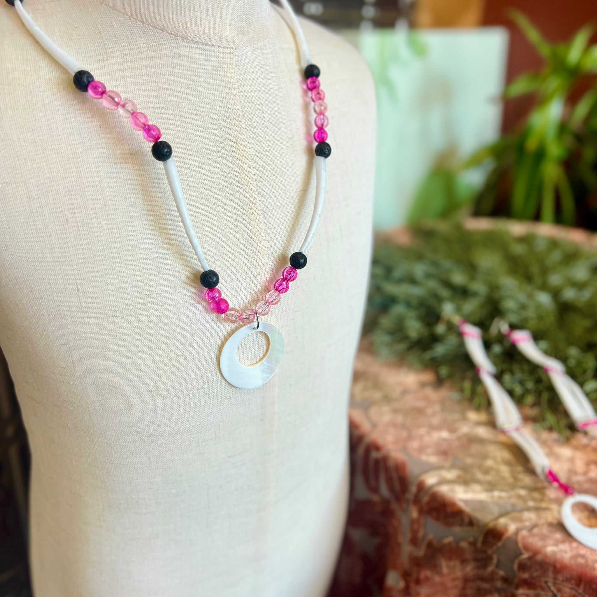 Necklace and Earrings Set - Pink
