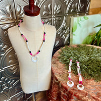 Necklace and Earrings Set - Pink