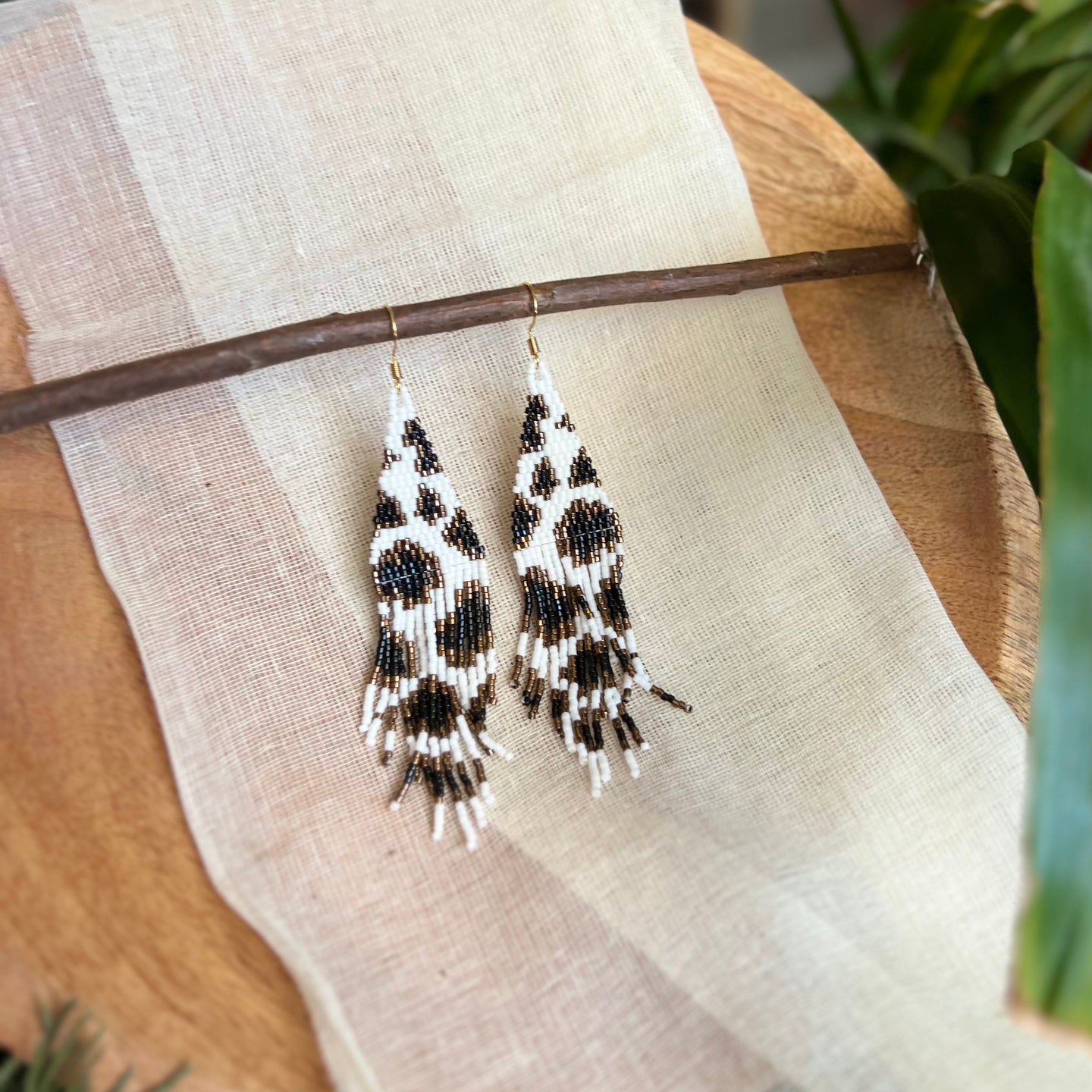 Animal Print Beaded Earrings (Long)