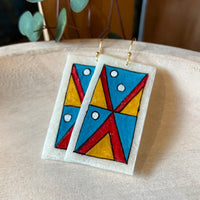 Red, Blue & Yellow Painted Parfleche Earrings Box Set