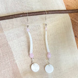 Baby Pink Dentalium Beaded Earrings (Long)