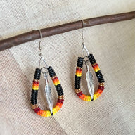 Black Feather Dangly Beaded Earrings (Medium)