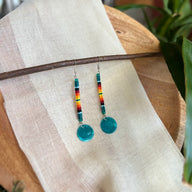 Blue Shell Dangly Beaded Earrings (Long)