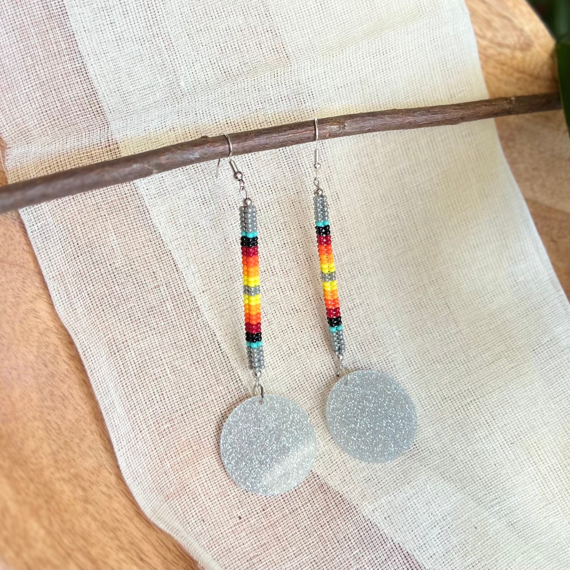 Dangly Silver Beaded Earrings (Long)