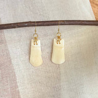 Gold Elk Tooth Dangly Earrings (Medium)