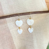 Gold Heart Dangly Earrings with Gem (Medium)