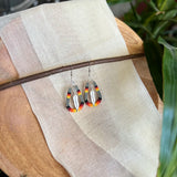 Gray Feather Dangly Beaded Earrings (Medium)