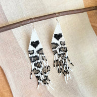 Heart & Cheetah Print Beaded Earrings (Long)