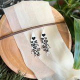 Heart & Cheetah Print Beaded Earrings (Long)