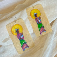 Mother and Child Sun Painted Parfleche Earrings