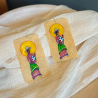 Mother and Child Sun Painted Parfleche Earrings