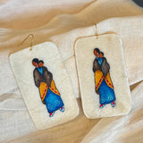 Mother and Child Painted Parfleche Earrings
