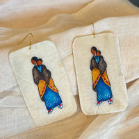 Mother and Child Painted Parfleche Earrings