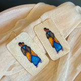 Mother and Child Painted Parfleche Earrings