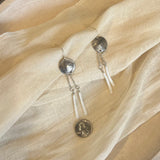 Buffalo Nickel Long Dentalium Earrings