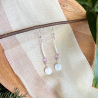 Magenta Dentalium Beaded Earrings (Long)