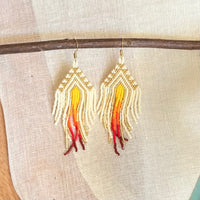 Ombré Patterned Beaded Earrings (Long)