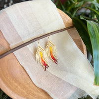 Ombré Patterned Beaded Earrings (Long)