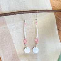 Pink Dentalium Beaded Earrings (Long)