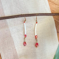 Red Dentalium Beaded Earrings (Long)