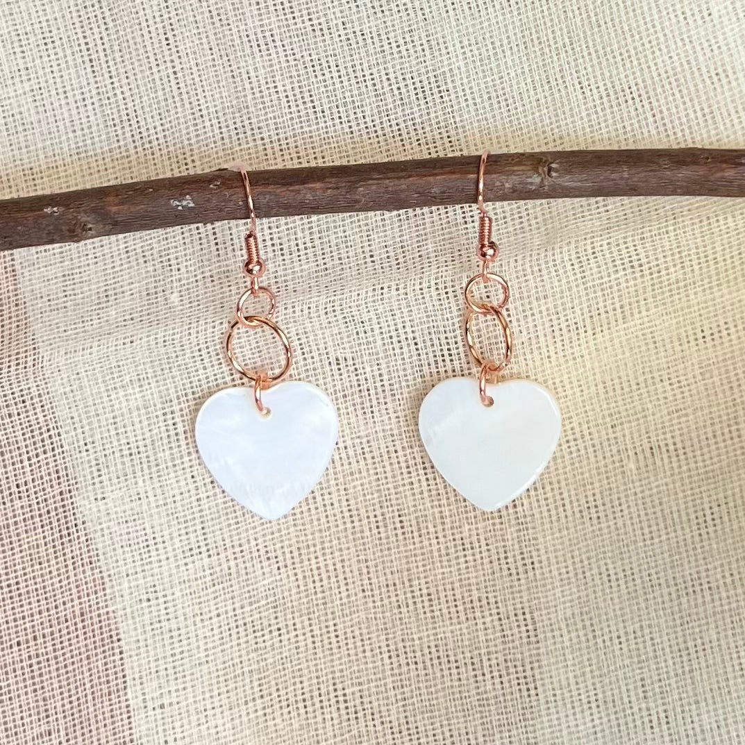 Rose Gold Heart Dangly Earrings (Small)