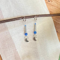 Silver Moon Dentalium Beaded Earrings (Medium)