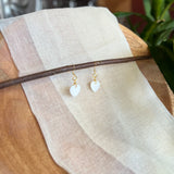 White & Gold Dangly Heart Earrings (Small)