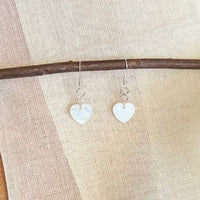 White & Silver Heart Earrings (Small)