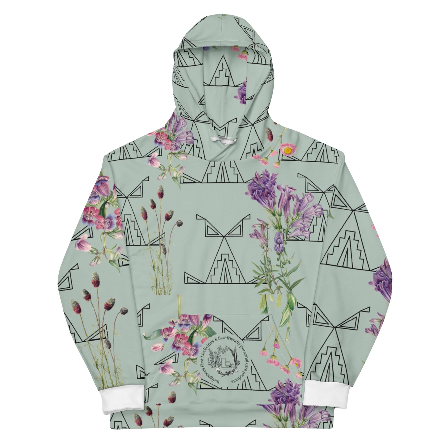 Geometric Floral Green Unisex Hoodie